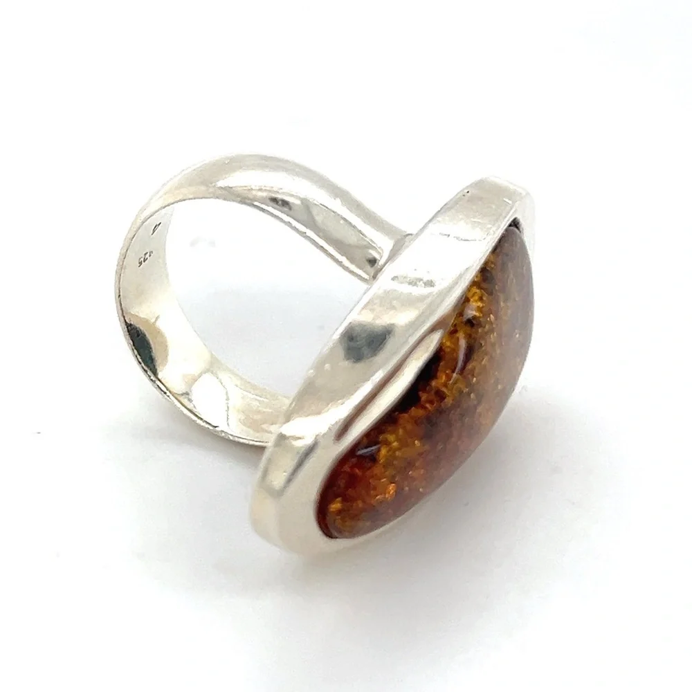Elegant Silver 925 and Amber‎ Ring